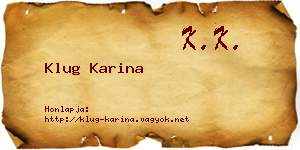 Klug Karina névjegykártya